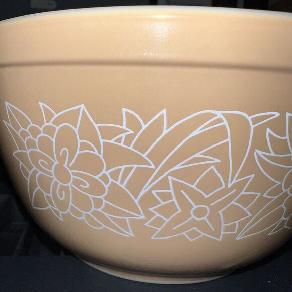 Vintage Pyrex Light Brown Woodland Pattern Mixing Bowl 402 1.5 Liter - Picture 3 of 8